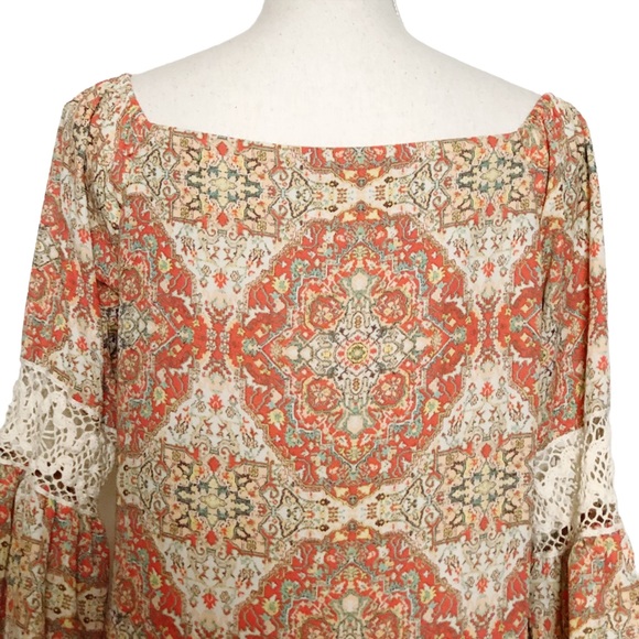 EMMA & MICHELE Boho Orange White Dress Size Small - Picture 11 of 16